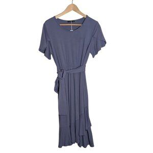 Tiered Midi Dress Womens Medium Flowy Ruffle Feminine Dainty Event Work